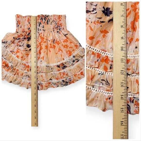 New with tag  Ramy Brook Dixie Smocked Ruffle Silk Mini Skirt, Floral, Size S - Picture 10 of 11